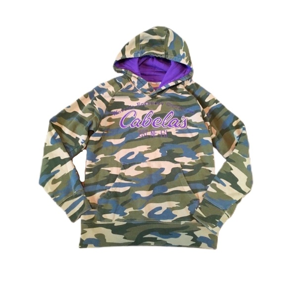 Cabela's Sweaters - Cabelas Camouflage Hoodie - Green and Purple